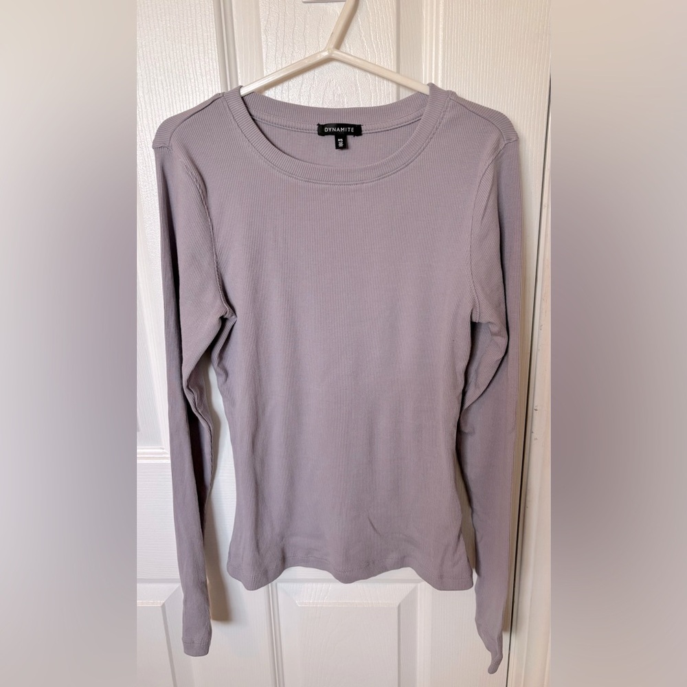 Dynamite Purple Ribbed Long Sleeve Top S *LNWOT*